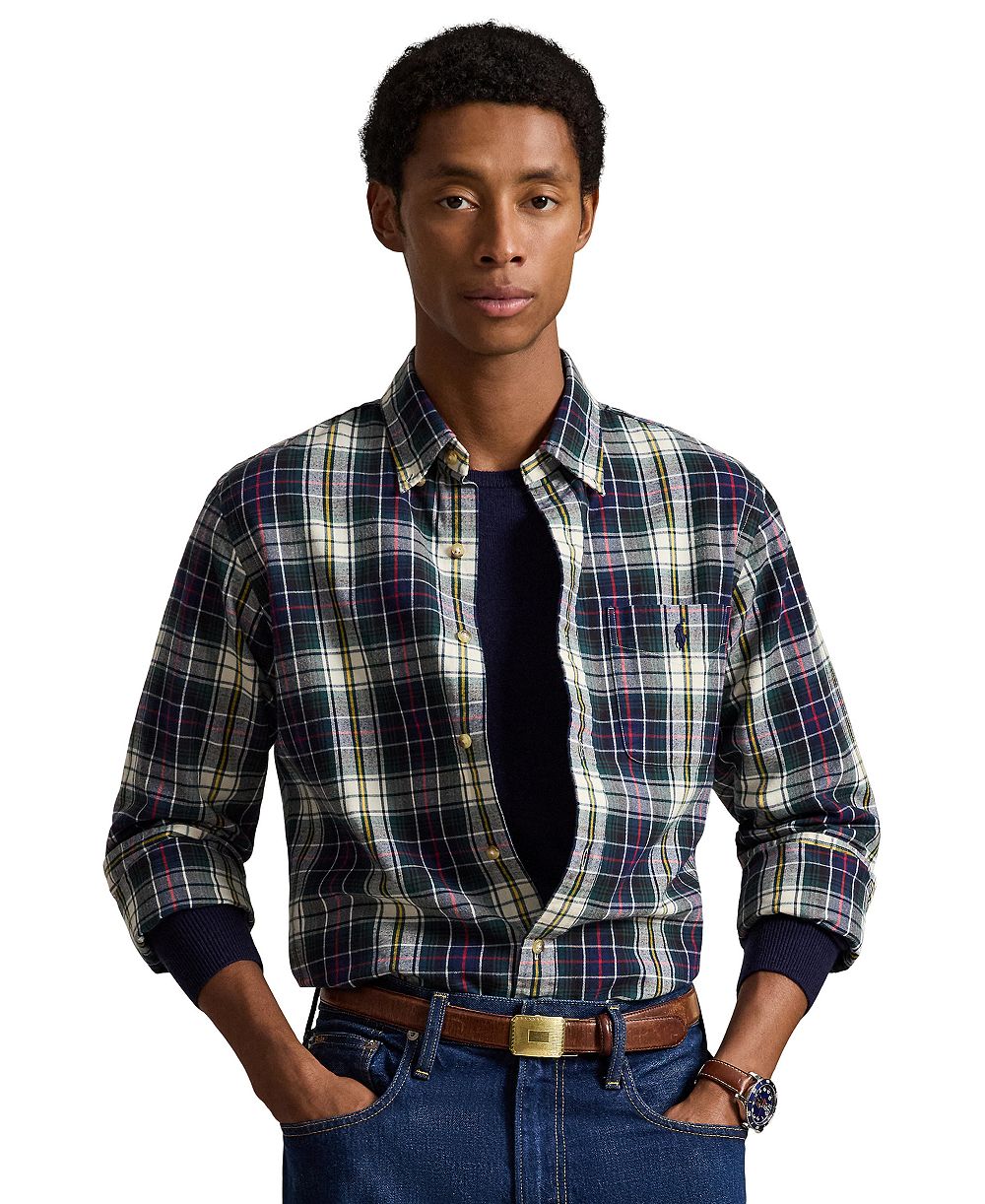 Polo Ralph Lauren Men's Plaid Custom-Fit Brushed Oxford Shirt