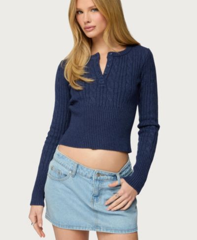 Топ Edikted Women's Hadliee Cable Knit Henley