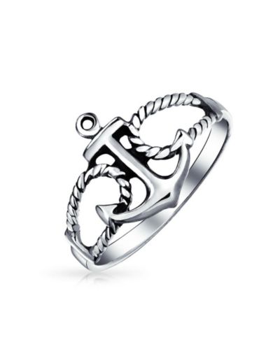 Кольцо Bling Jewelry Nautical Sailor Boat Rope Anchor Band Oxidized 925 Sterling Silver