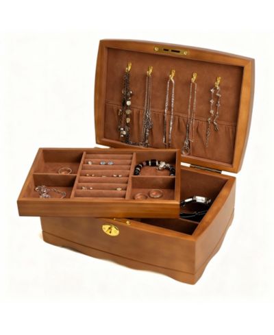 YIGII Wooden Jewelry Box with Lock for Women - Elegant Storage for Bracelets, Watches, Necklaces