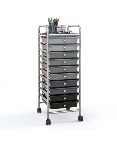 Costway 10 Drawer Rolling Storage Cart Scrapbook Paper Office School Organizer