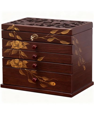 YIGII Handcrafted Floral Wooden Jewelry Box