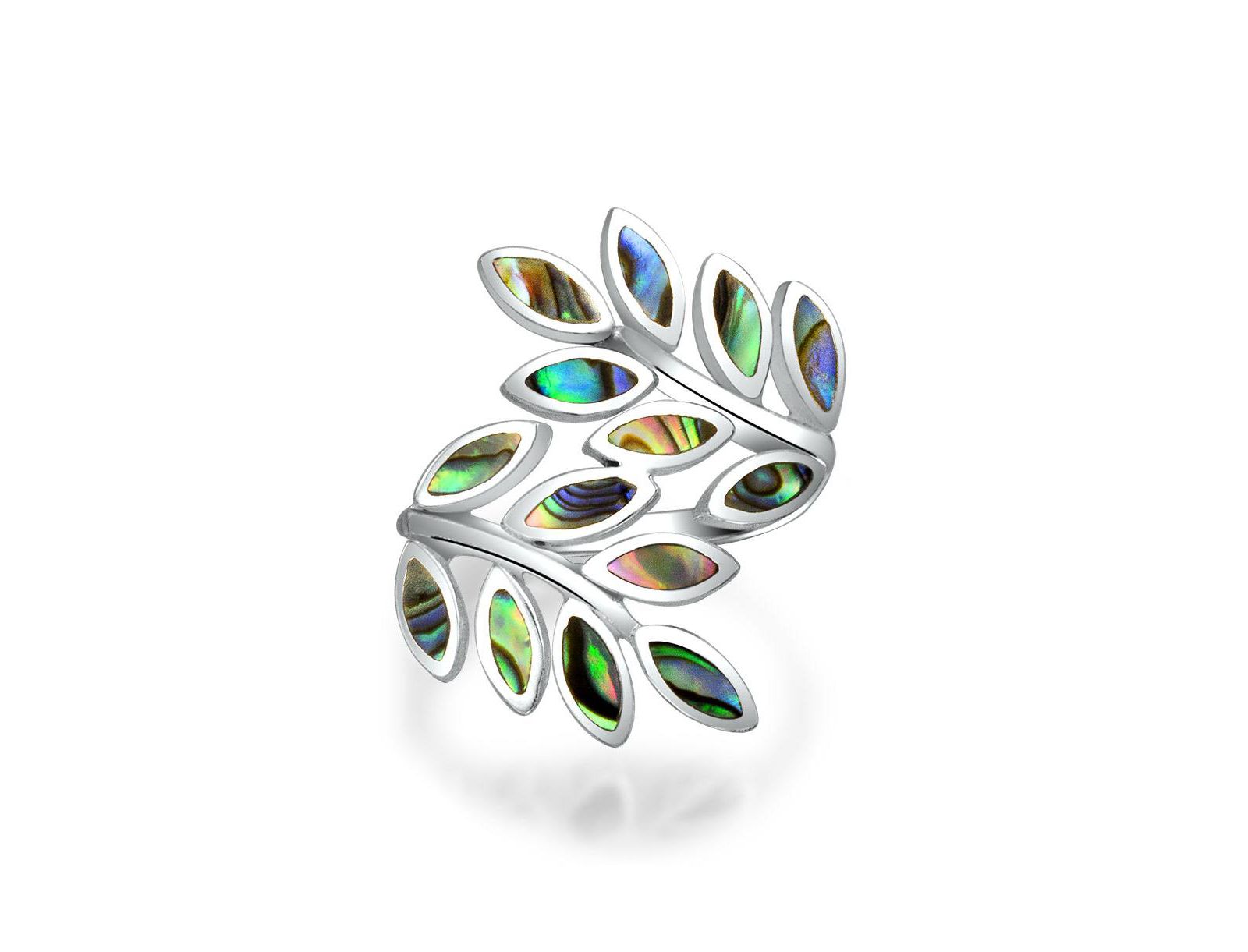 Bling Jewelry Abalone Shell Multicolor Leaf Wrap Ring