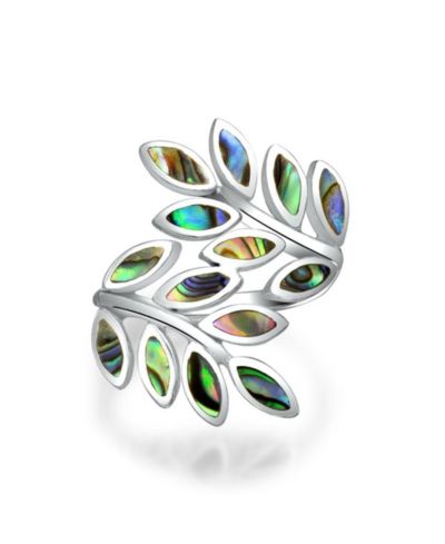 Bling Jewelry кольцо с радужным абалоном и листьями плюща, .925 Sterling Silver