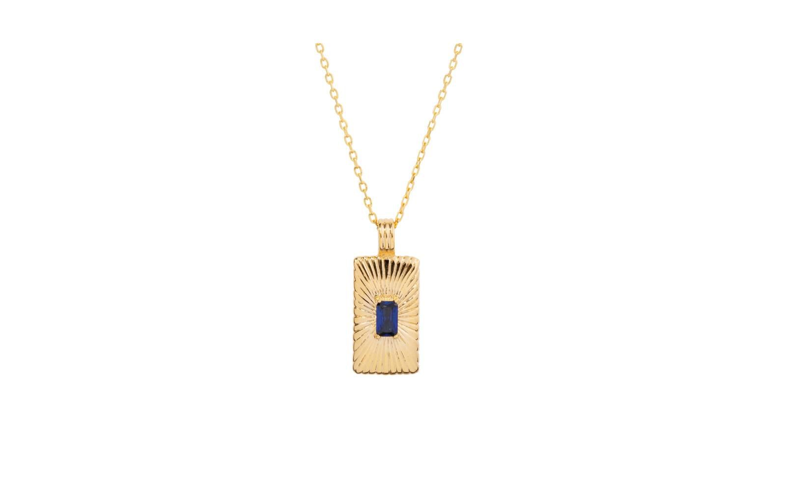 Little Sky Stone Clara Sunburst Sapphire Pendant in 14k Gold Finish