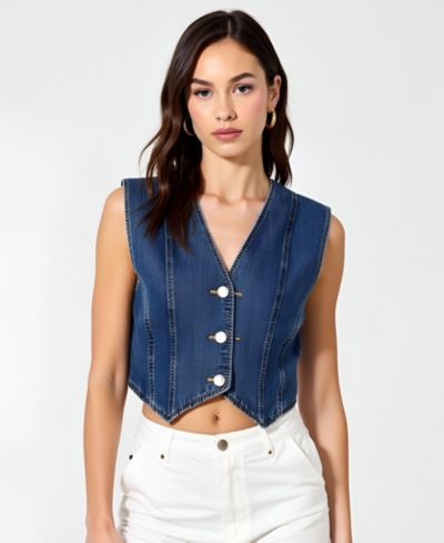 Modenaire Женский джинсовый жилет V-Neck