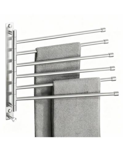 YIGII Stainless Steel 6-Arm Swing Towel Rack, Space-Saving, Rotatable, for Bathrooms