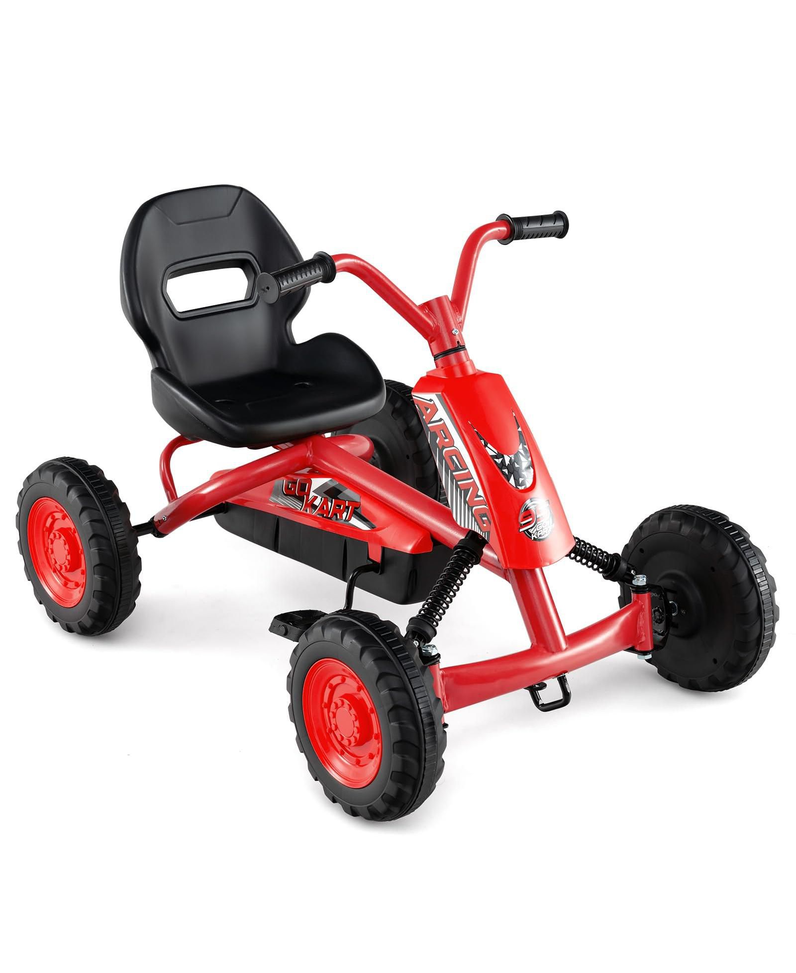 Машинка для гонок Mecale Go Kart Детский 4 Wheel с рулем и регулируемым сиденьем