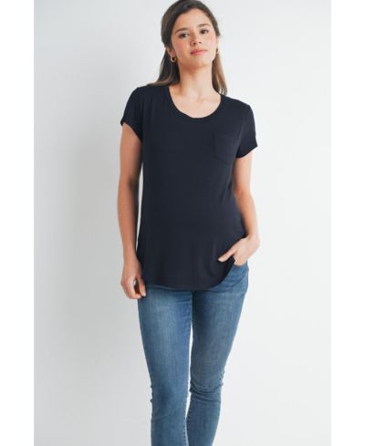 Hello Miz Women's Maternity Scoop-Neck Short-Sleeve Nursing T-Shirt