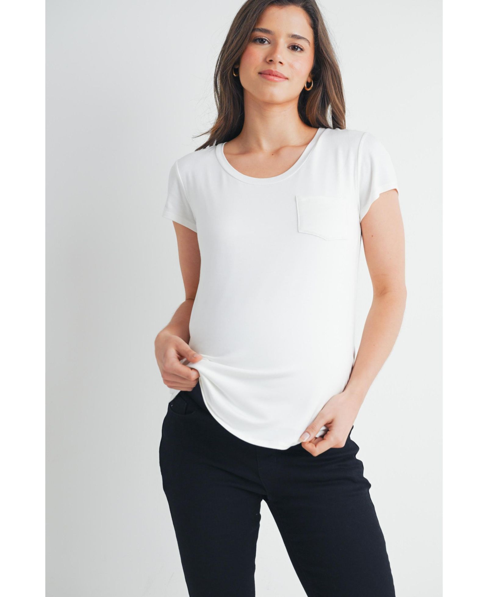Hello Miz Women's Maternity Scoop-Neck Short-Sleeve Nursing T-Shirt