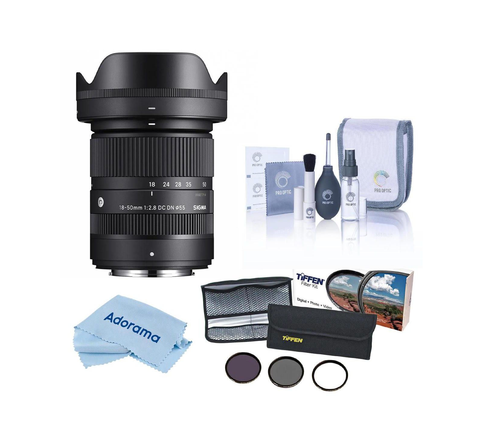 Объектив Sigma 18-50mm f/2.8 DC DN Contemporary для Fujifilm X, комплект с фильтрами и набором для чистки