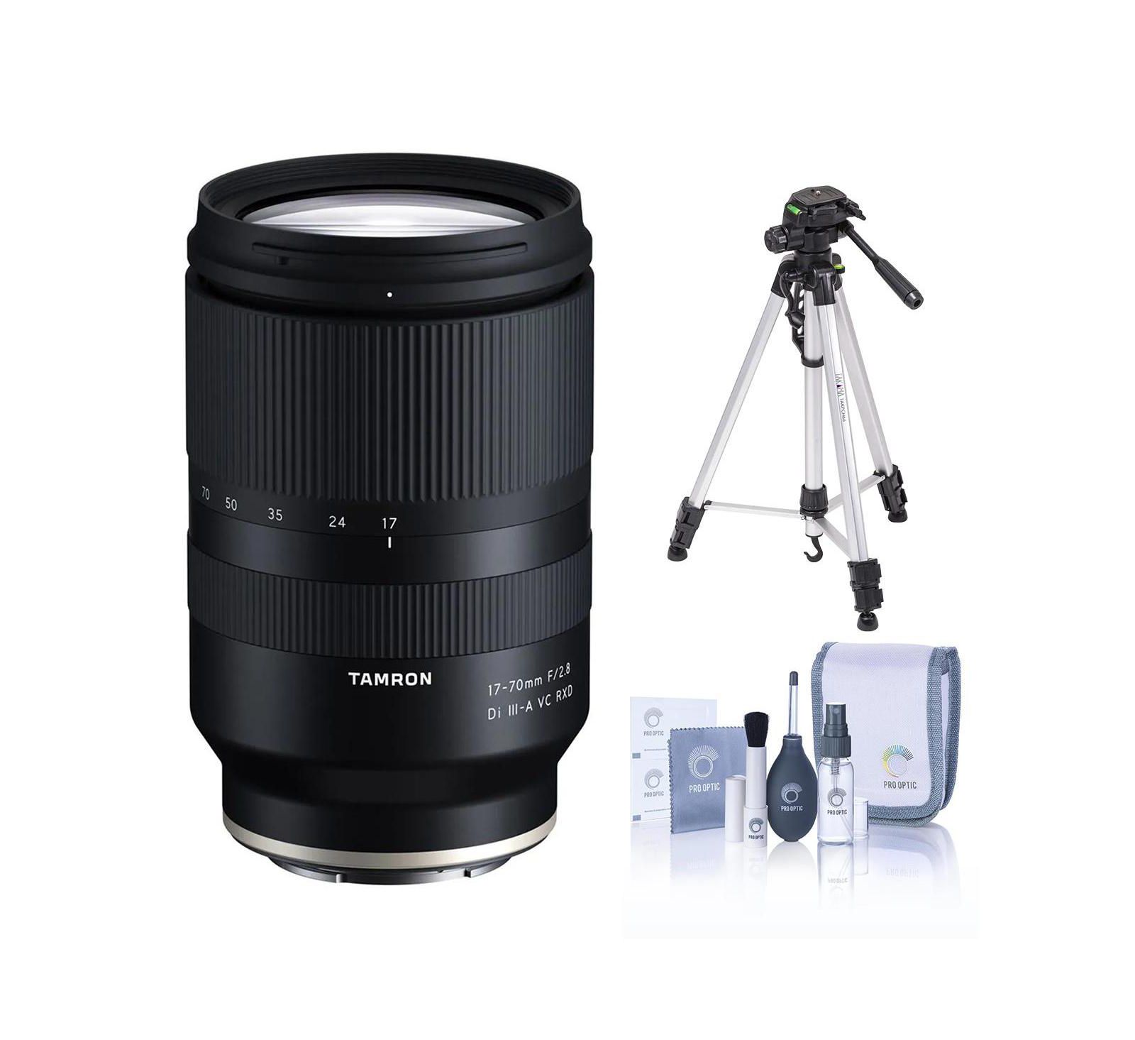 Объектив Tamron 17-70mm f/2.8 Di III-A VC RXD для Fujifilm X, комплект с алюминиевым штативом из 3 секций и набором для чистки