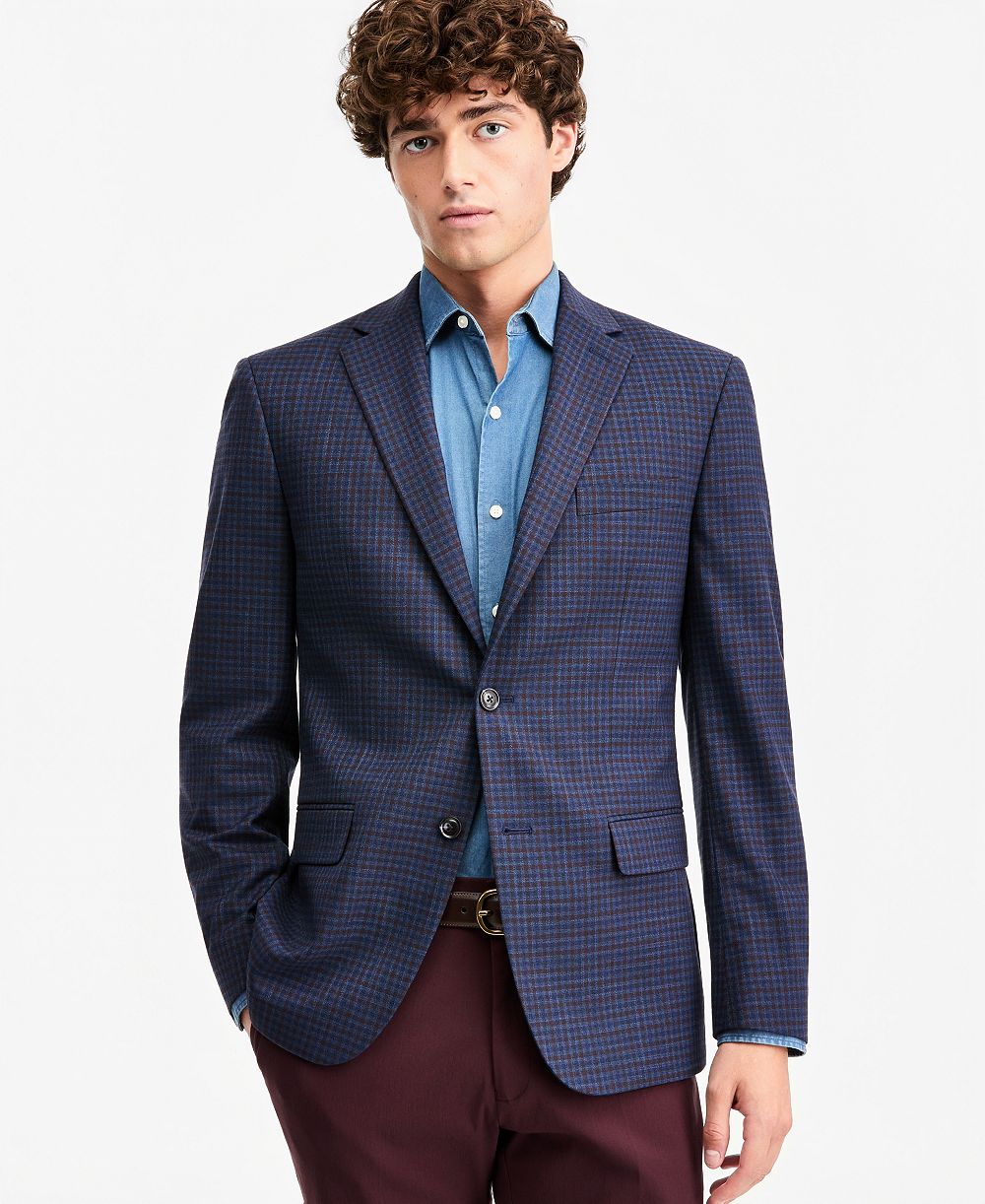 Tommy Hilfiger Men's Modern-Fit Blue Check Sport Coat