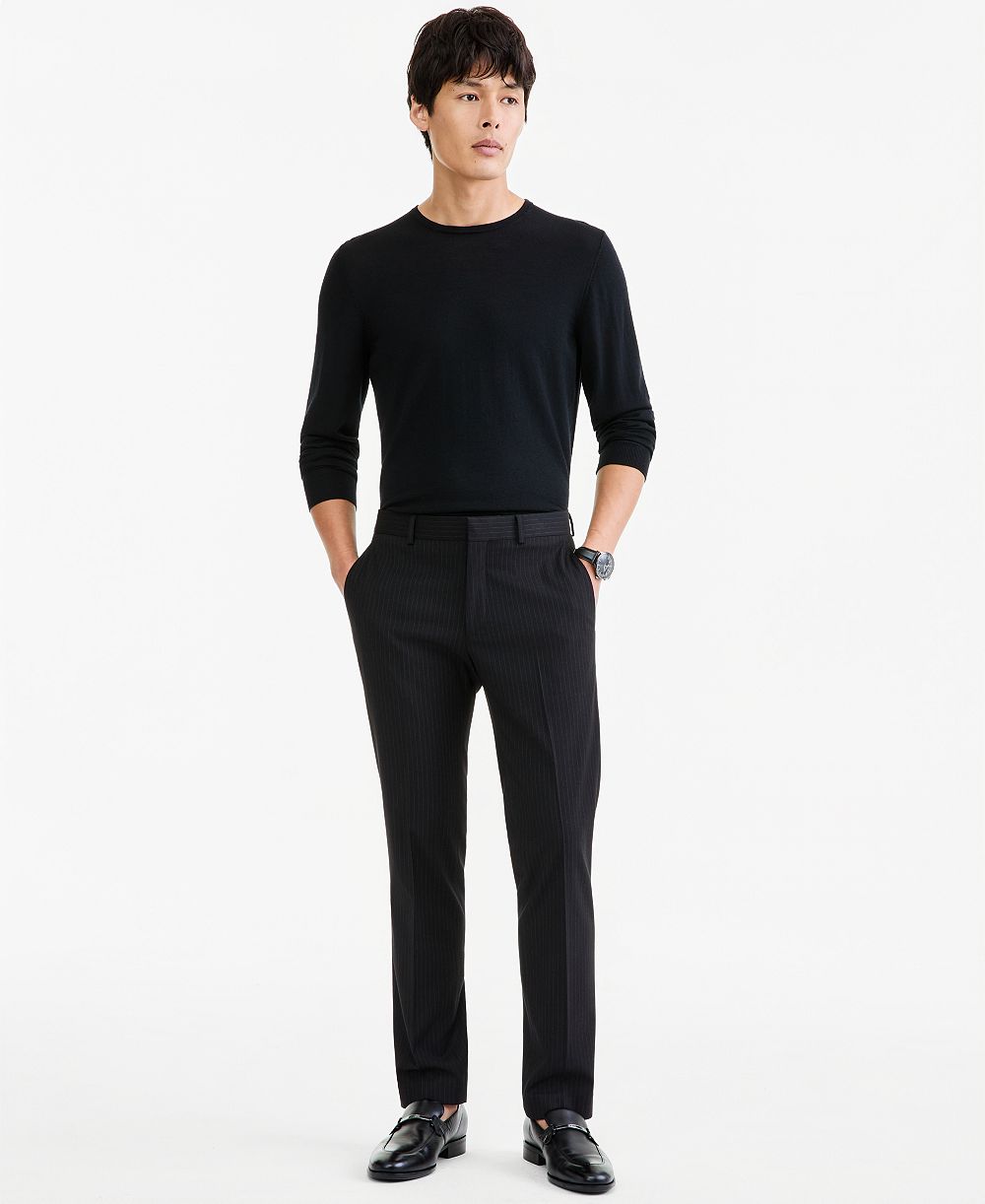 Kenneth Cole Reaction Мужские брюки Techni-Cole с тонкой полоской, Slim-Fit, черный