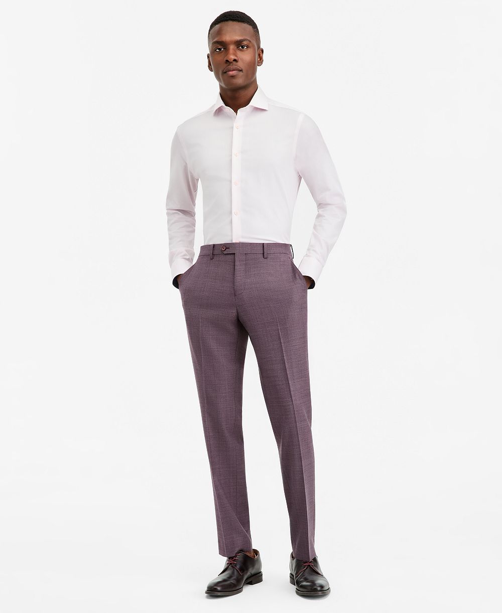 Ted by Ted Baker Men's Modern-Fit Purple Solid Suit Separate Pants