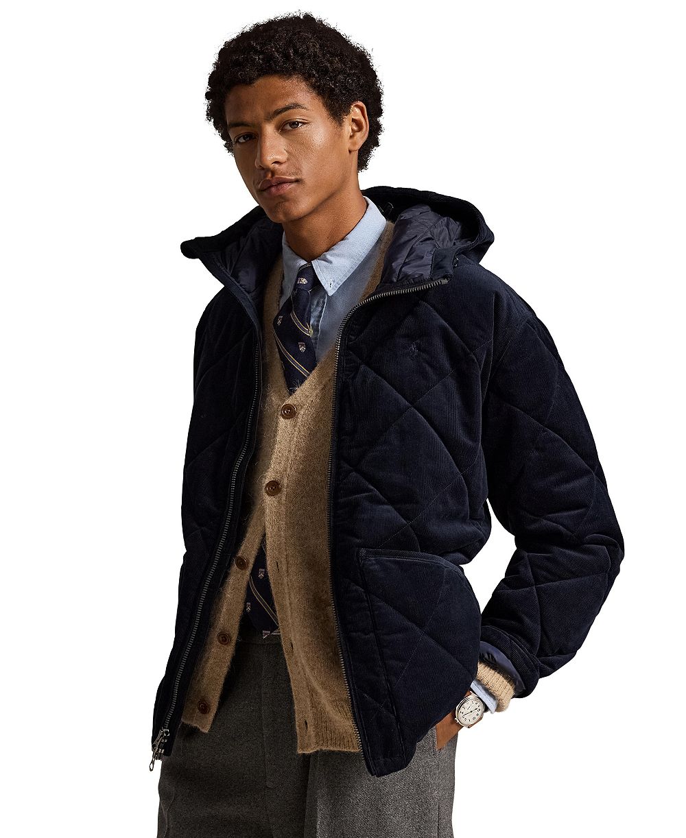 Мужская стеганая куртка Polo Ralph Lauren Hurston из вельвета с капюшоном