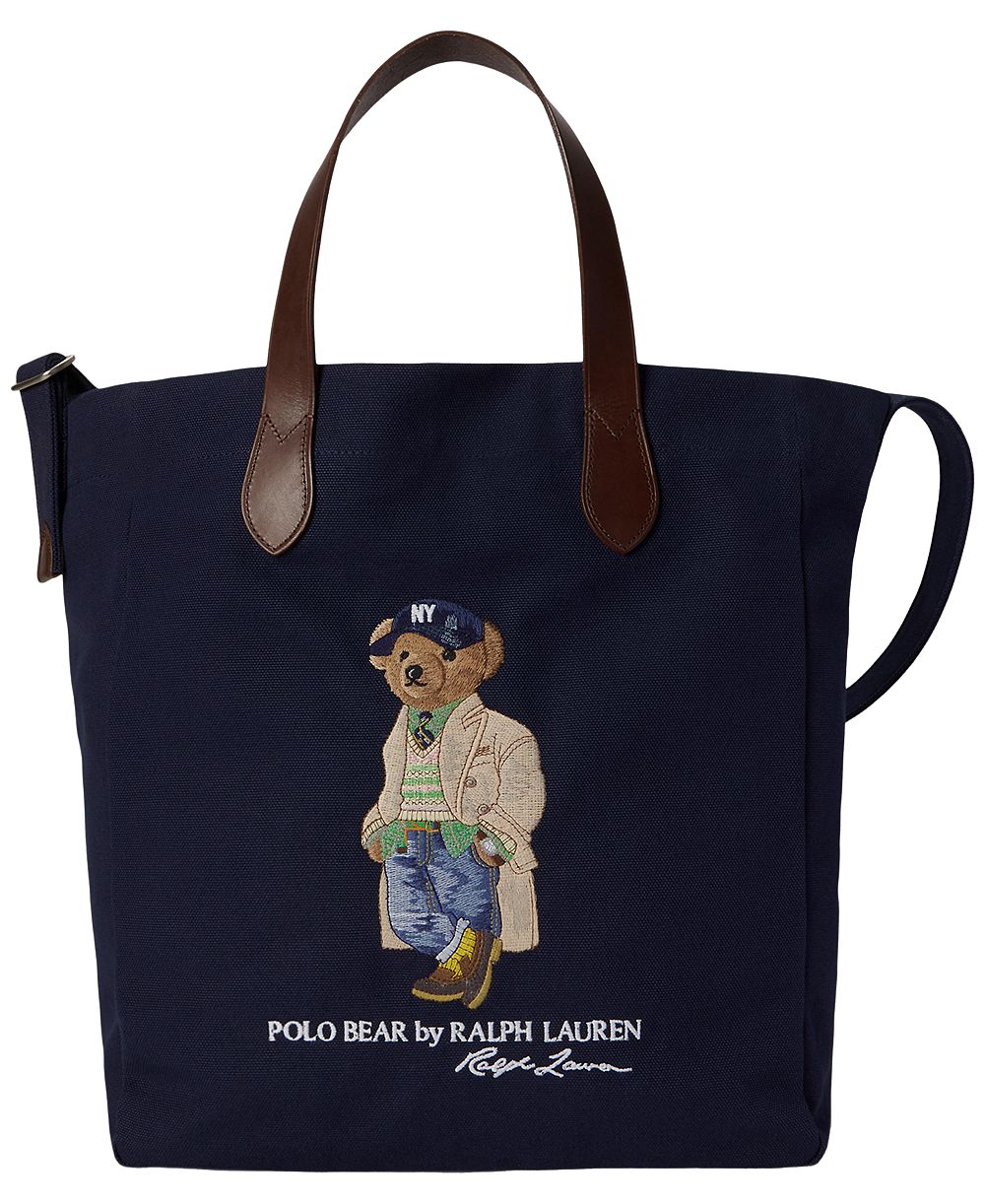 Мужская сумка-шоппер из холста с медведем Polo, Polo Ralph Lauren