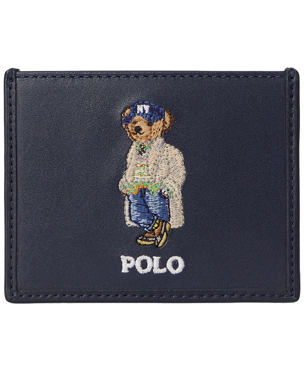 Polo Ralph Lauren кожаный чехол для карт Slim из полнозерновой кожи с медведем Polo