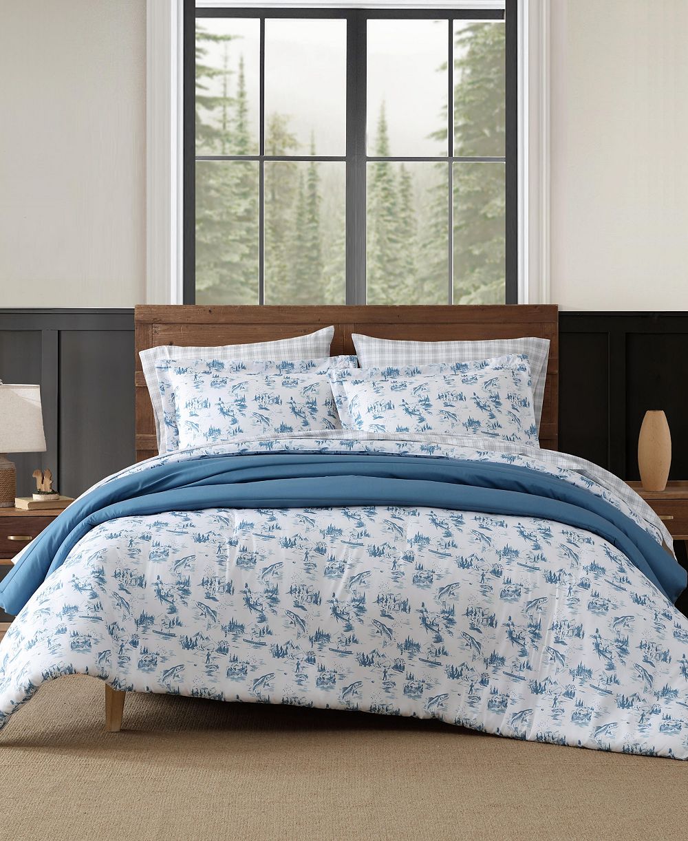 Стягающий комплект из 3 предметов Eddie Bauer Fish Town Toile Reversible, King