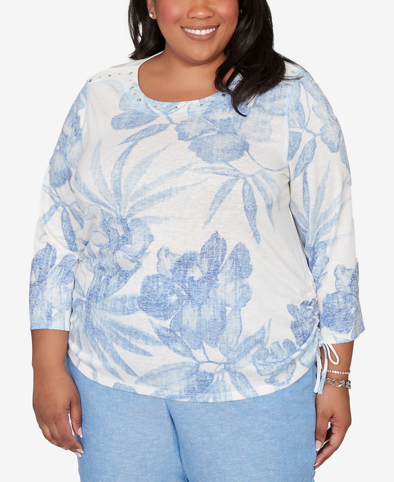 Женский топ Alfred Dunner Plus Size с тропическим цветочным принтом