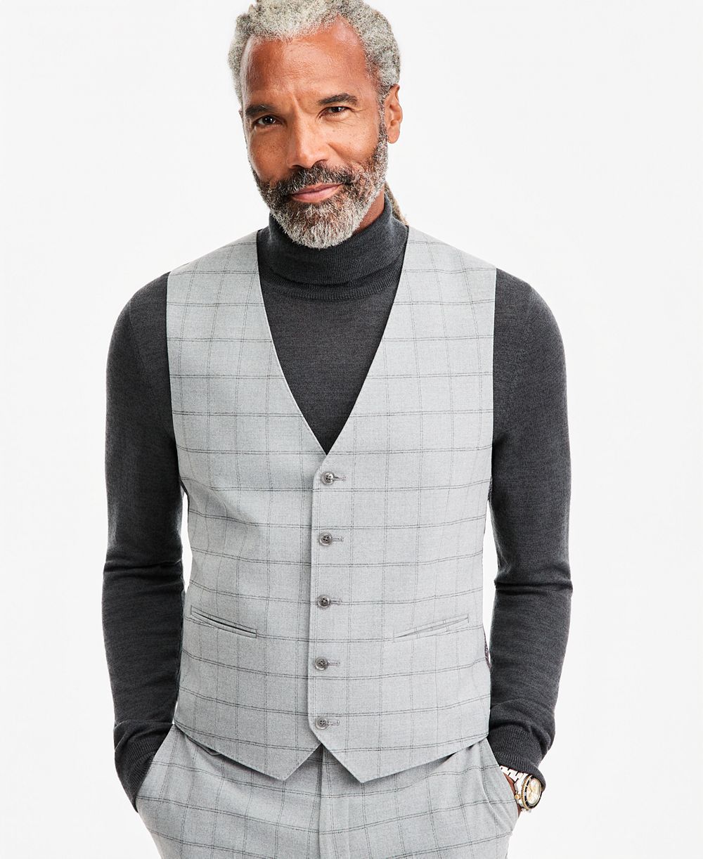 Tayion Collection Мужской классический жилет в серую и черную клетку