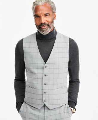 Tayion Collection Мужской классический жилет в серую и черную клетку