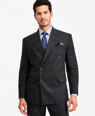 Tayion Collection Men's Classic-Fit Green Plaid Suit Separate Double-Breasted Jacket