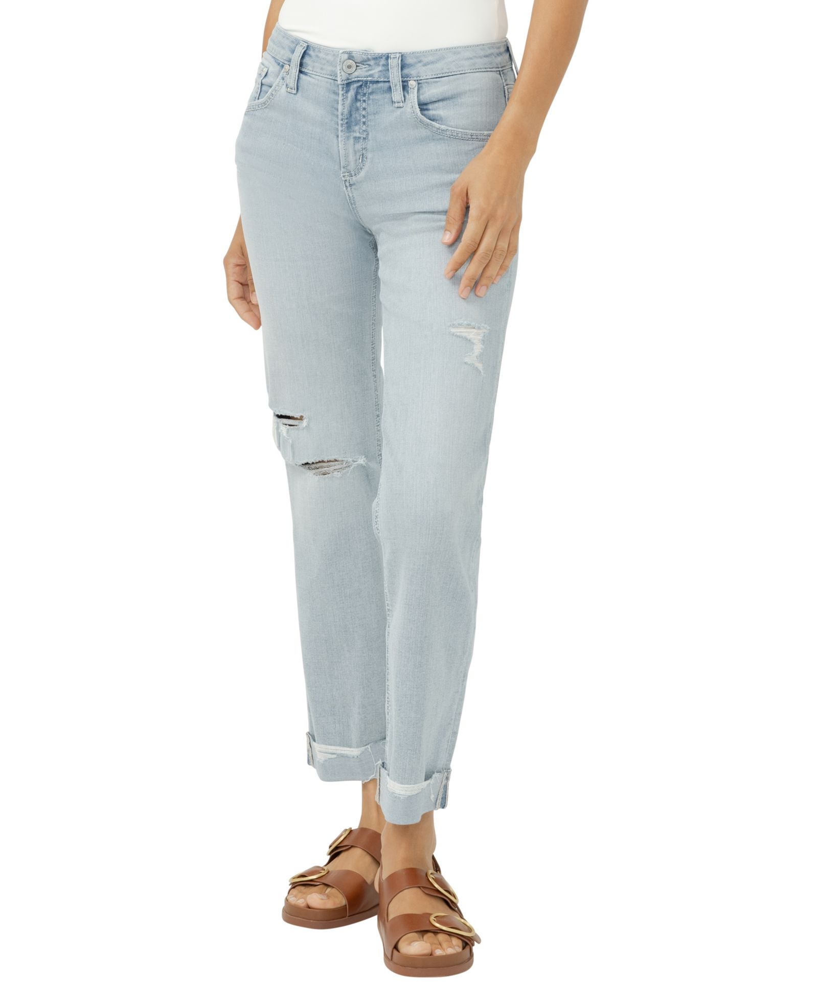 Silver Jeans Co. Women's Chelsea Mid-Rise Straight Leg Luxe Stretch Jeans