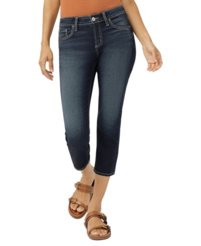 Silver Jeans Co. Women's Elyse Mid-Rise Luxe Stretch Capri Jeans
