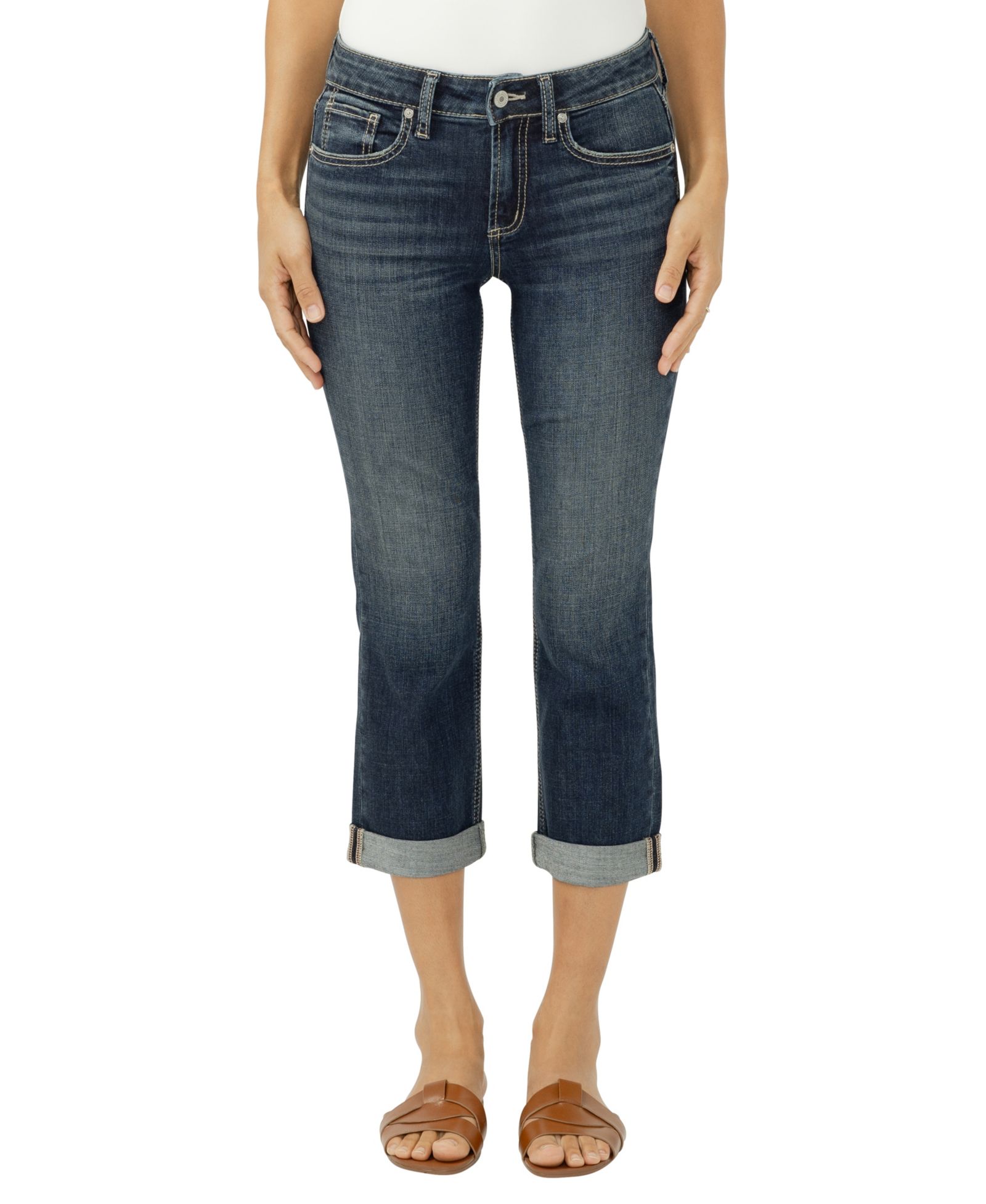 Silver Jeans Co. Women's Suki Mid-Rise Americana Luxe Stretch Capri Jeans