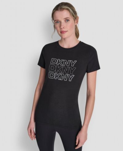 DKNY Sport Women's Triple Rhinestone Foil Logo T-Shirt