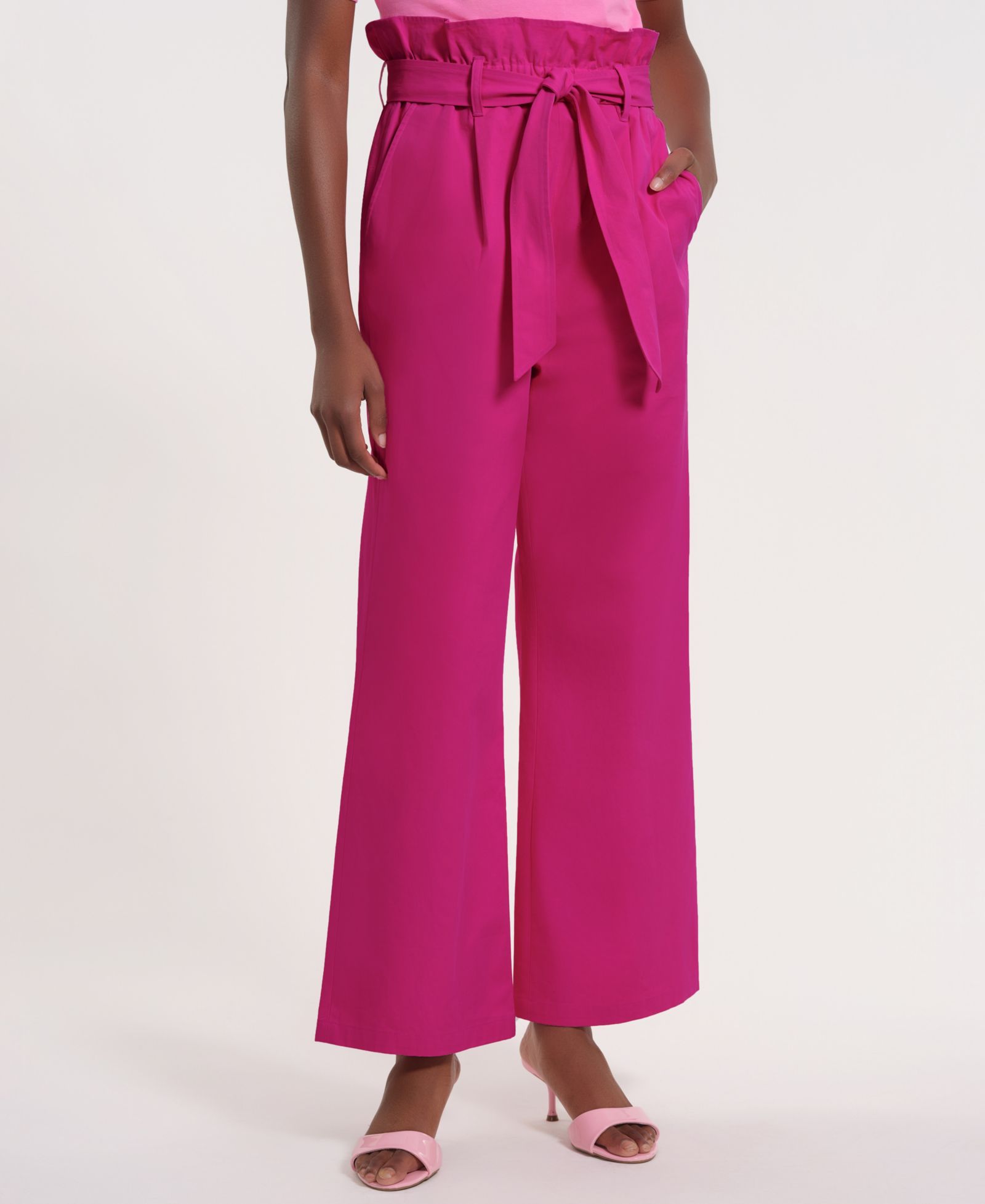 Isaac Mizrahi Women's Wide-Leg Clinched Waist Pants