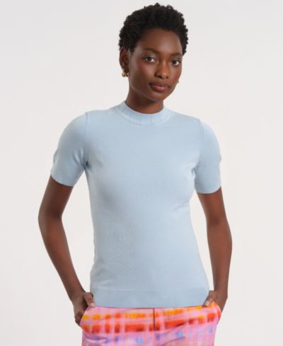 Топ Isaac Mizrahi Women's Short-Sleeve Mock Neck