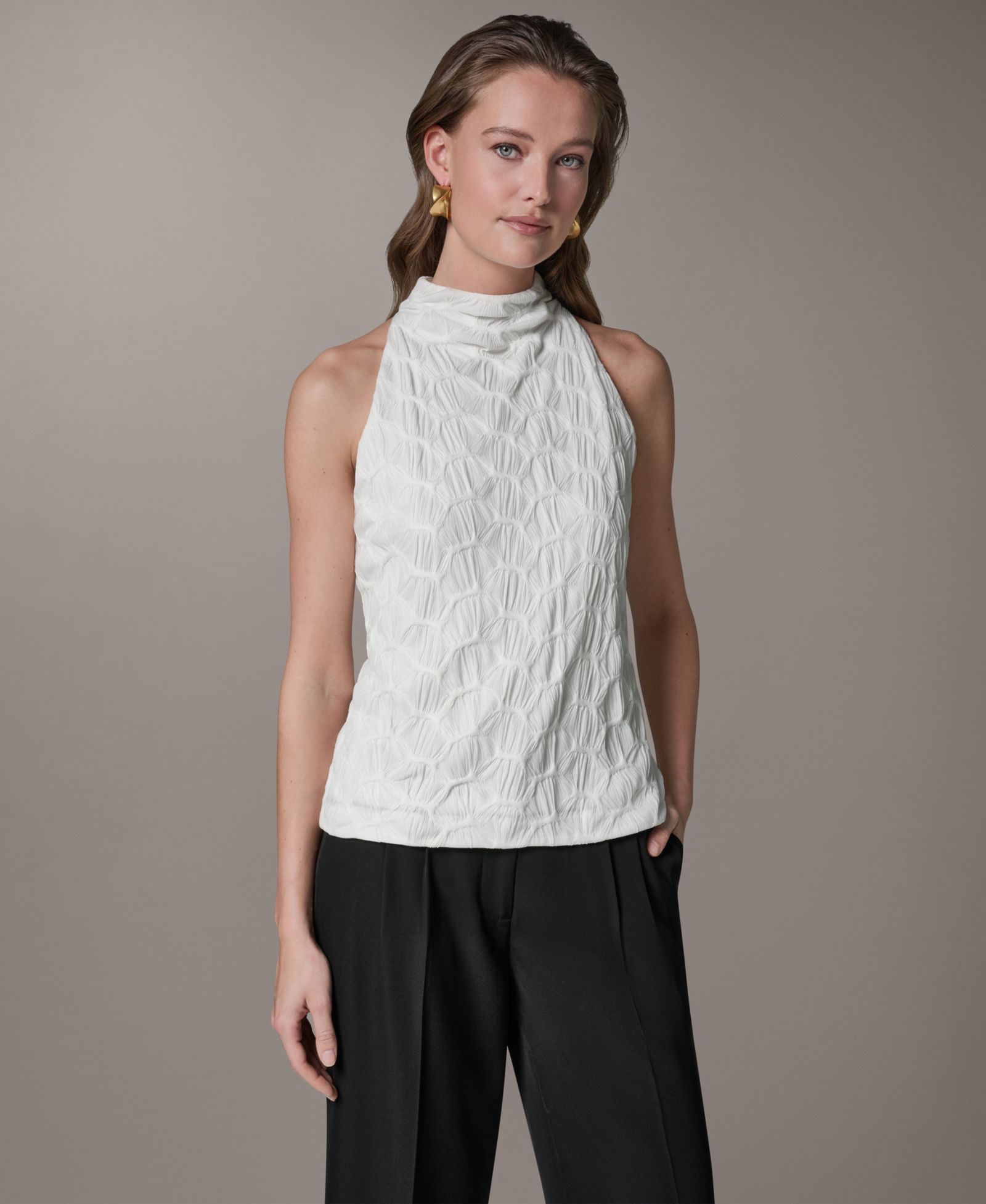 Женский топ Donna Karan New York Textured Mock Neck