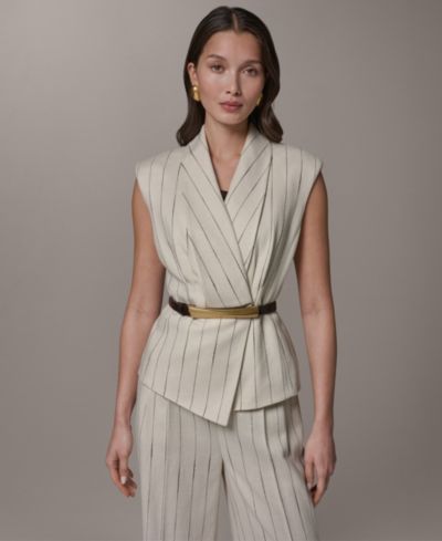 Женский жилет Donna Karan New York Belted Pinstripe