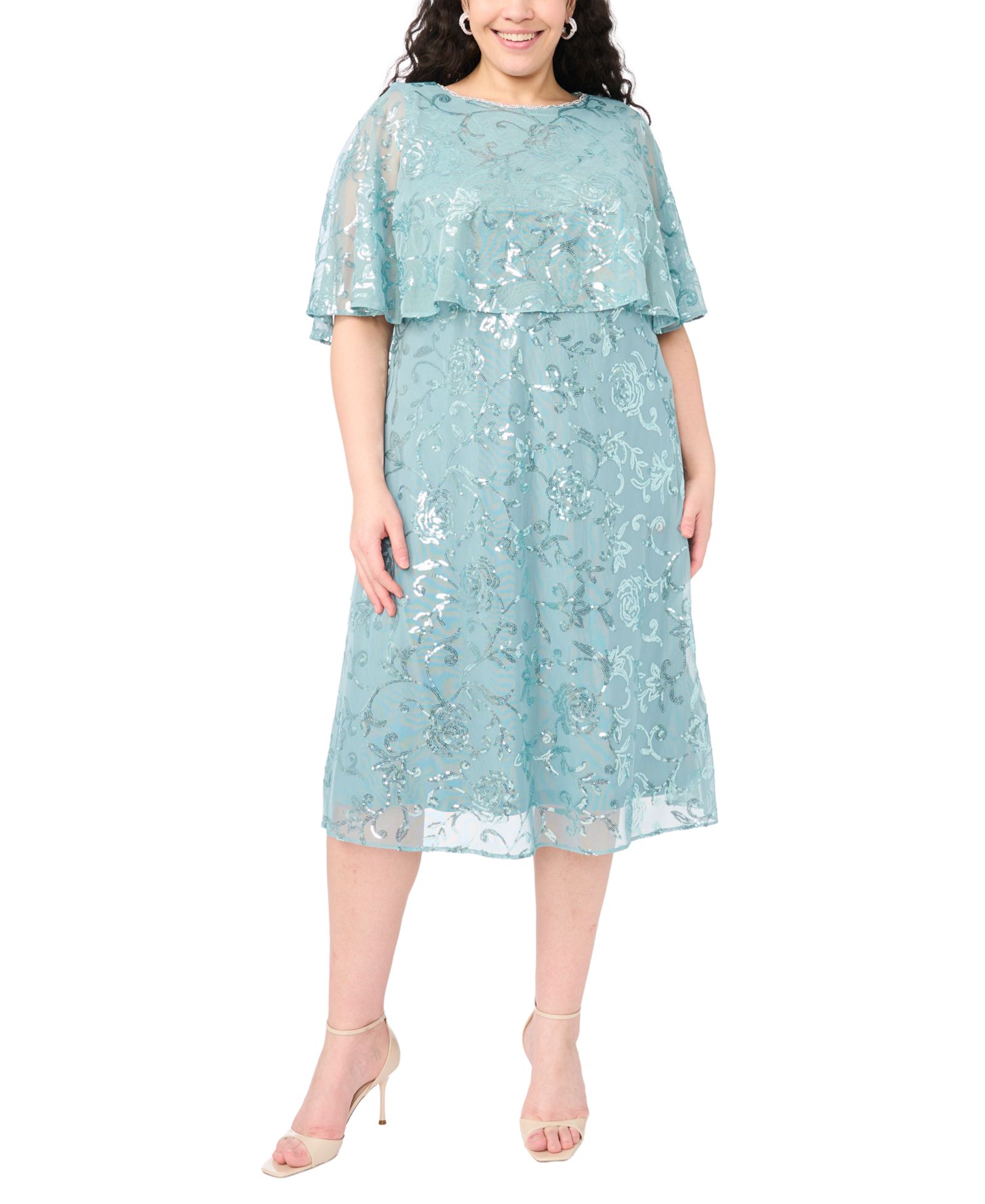 Платье MSK Plus Size Embellished Crewneck Midi