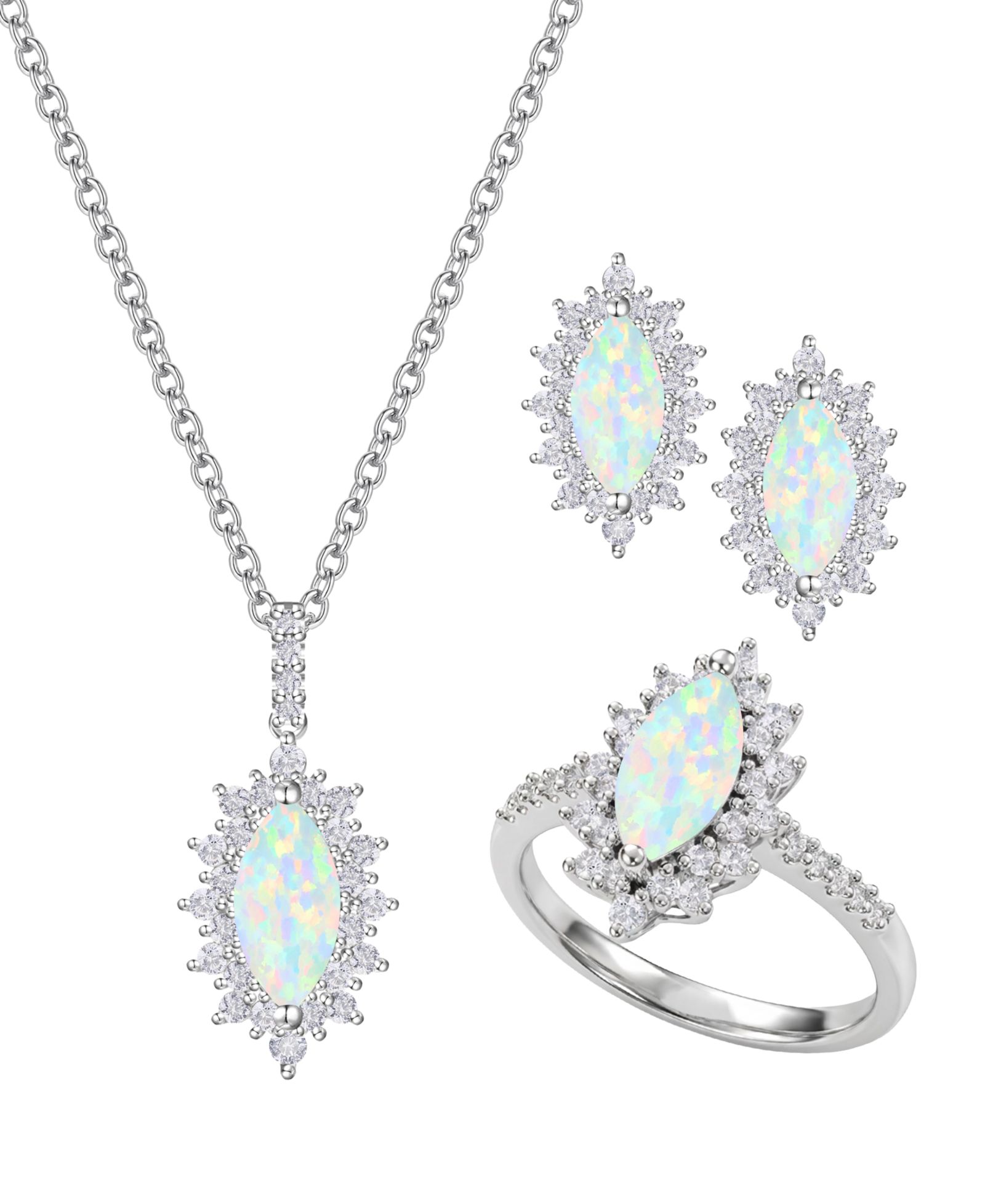 Кольцо, серьги и ожерелье Macy's Amethyst & Lab Grown White Sapphire в стерлинговом серебре