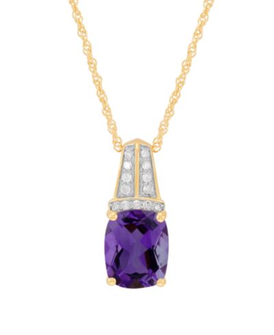 Подвеска с аметистом (2-3/4 ct. t.w.) и бриллиантом (1/10 ct. t.w.) в золотом покрытии на стерлинговом серебре 14k