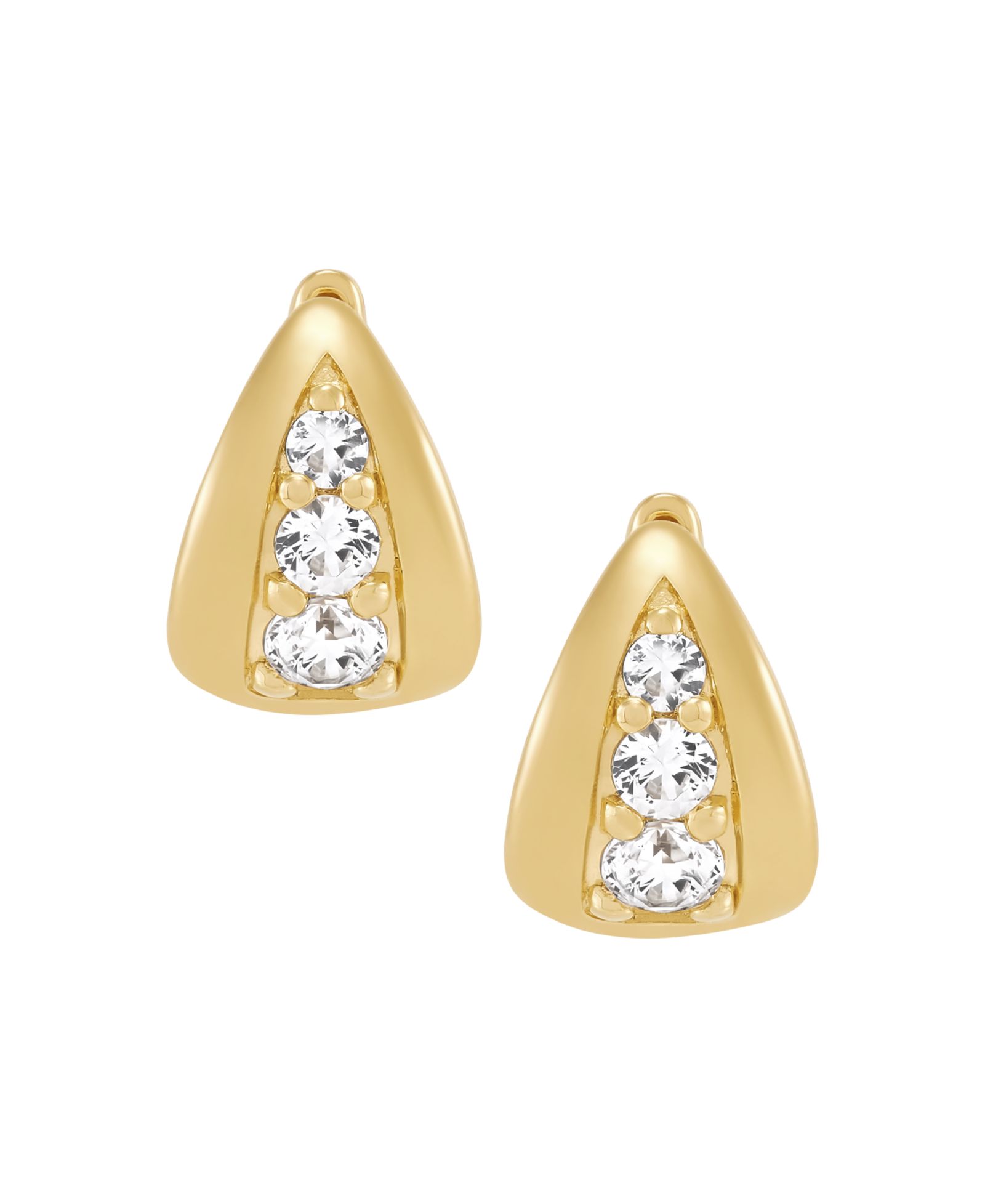 Серьги-кольца с белым сапфиром Lab Grown в позолоченном серебре 14k
