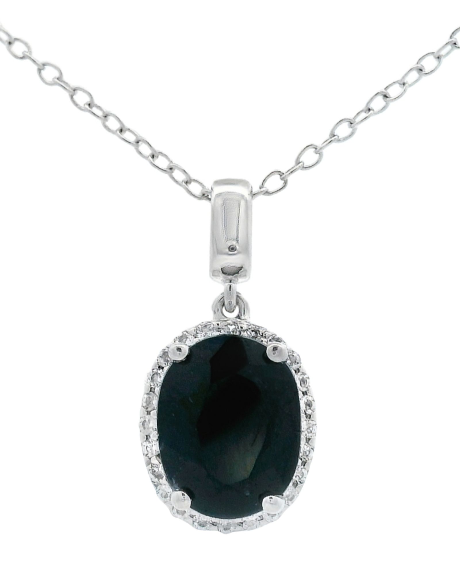 Подвеска с черным сапфиром (1.45 ct. t.w.) и белым топазом (0.13 ct. t.w.) из стерлингового серебра
