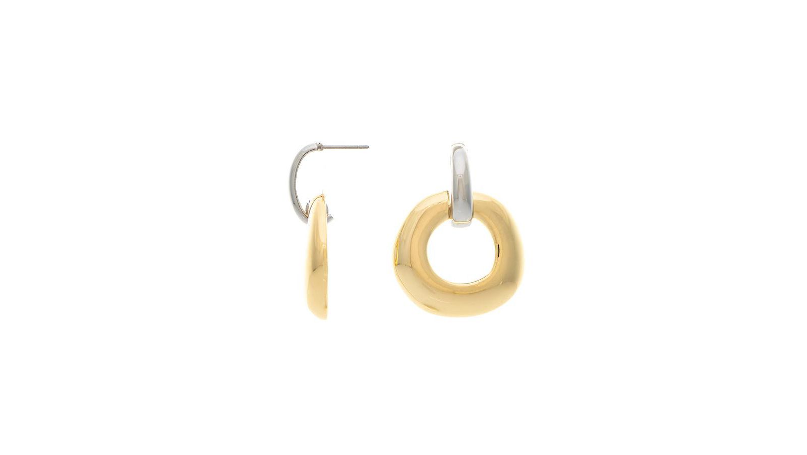 Серьги Rivka Friedman Two Tone Front Facing Hoop Earrings