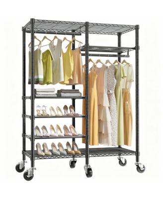 YIGII Heavy Duty Metal Garment Rack - 620lb Capacity, 6 Tiers, Adjustable Shelves, Lockable Wheels, Easy Assembly