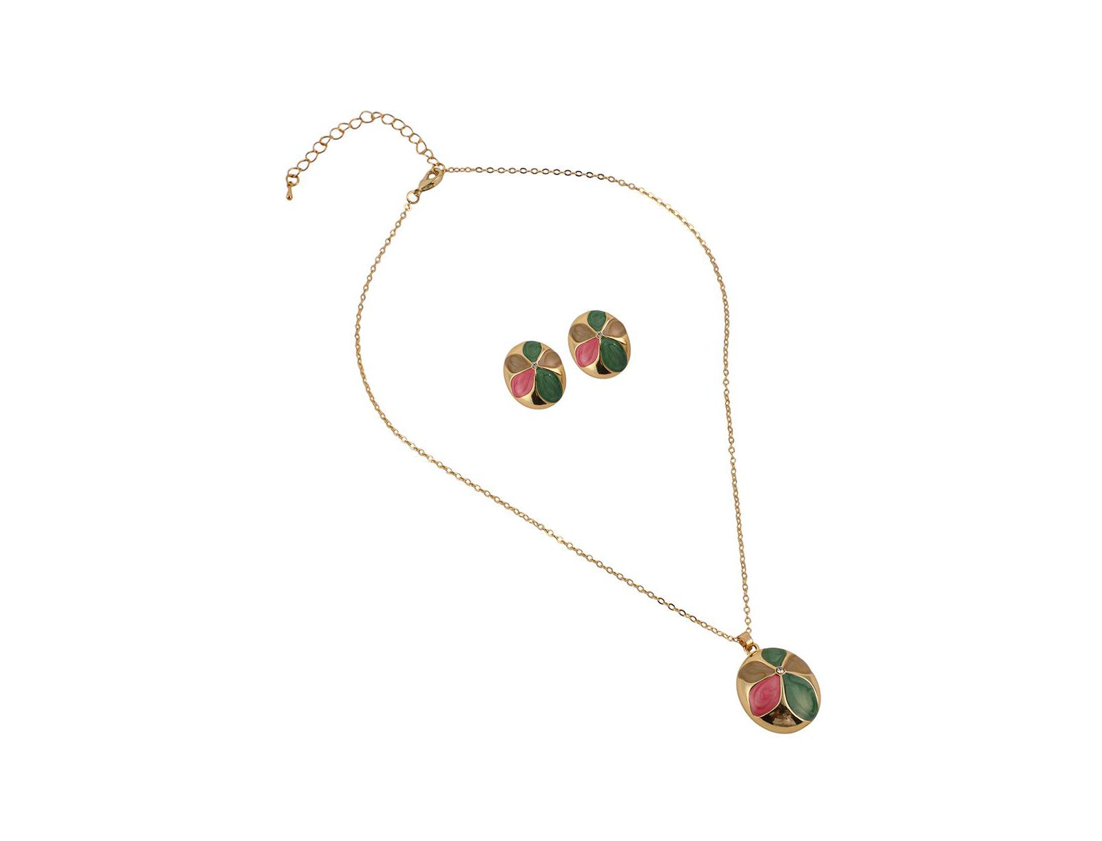 SOHI Gold Enamel Holly Jewelry Set 2-Piece Set