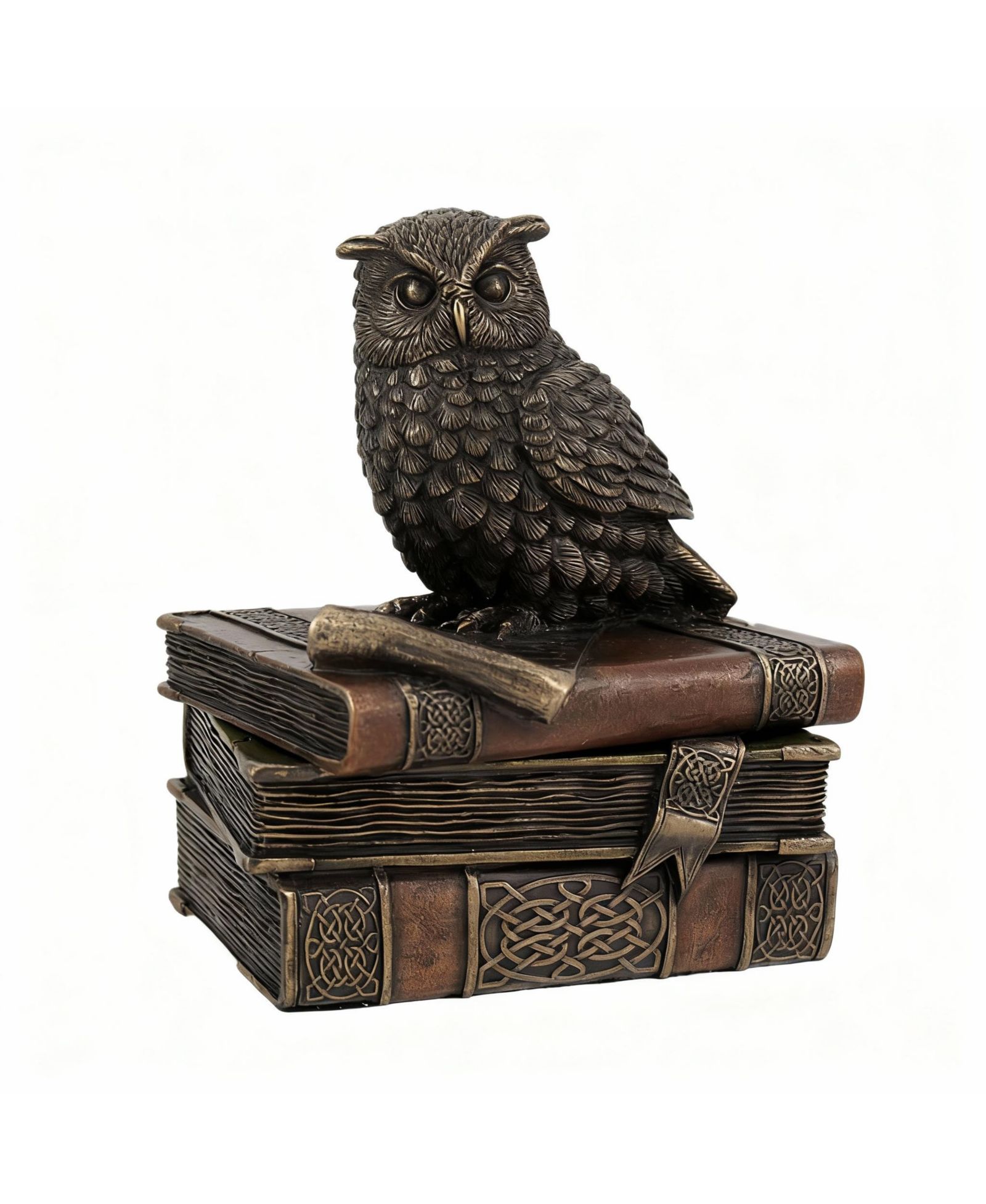 YIGII Декоративная шкатулка Bronzed Owl, 4.5x4x3.5in, Cold Cast Resin