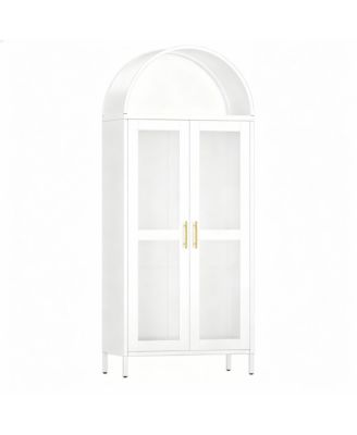 YIGII Arched Glass Cabinet for Home Office, Easy Assembly