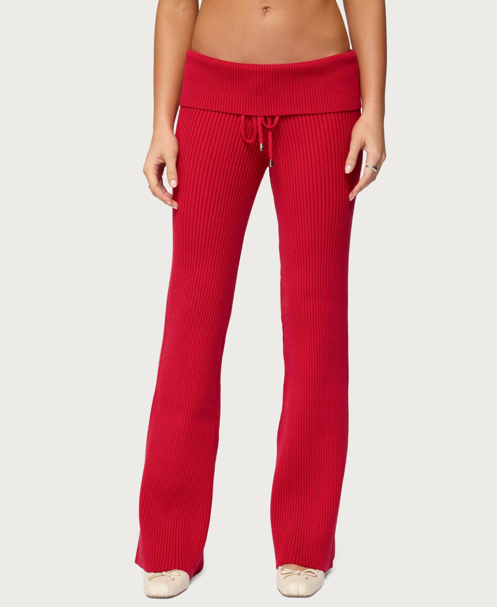 Edikted Women's Adannah Foldover Ribbed Knit Pants
