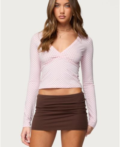 Edikted Женская футболка Kianah Polka Dot V Neck