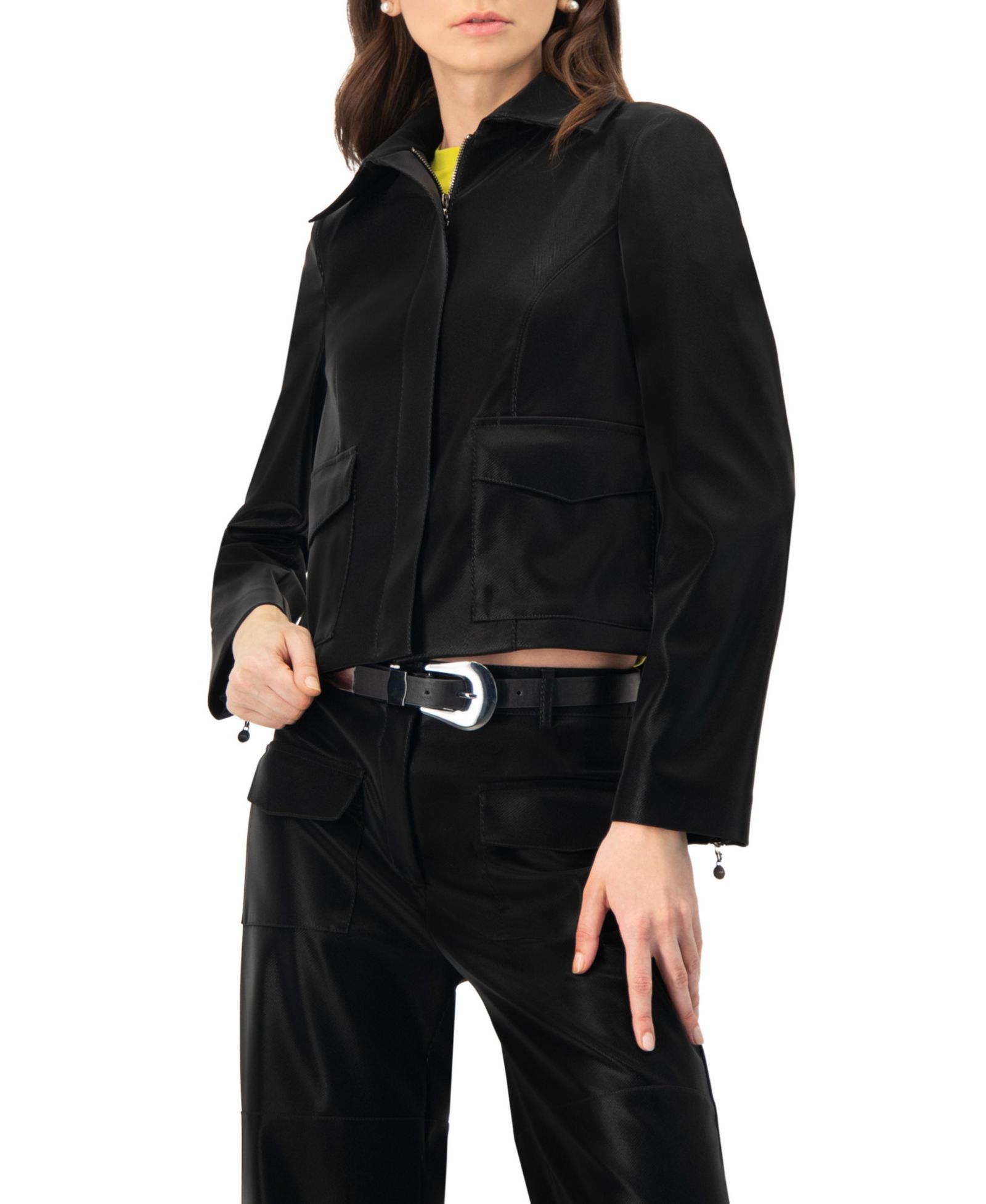 Ivonne Women's High Shine Biker Jacket