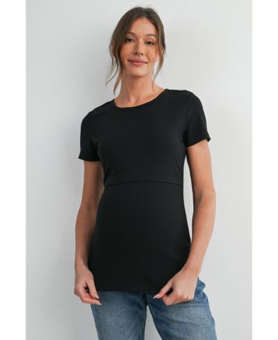 Женский топ Hello Miz Maternity Nursing Ribbed Short-Sleeve Crewneck с панелью Lift-Up