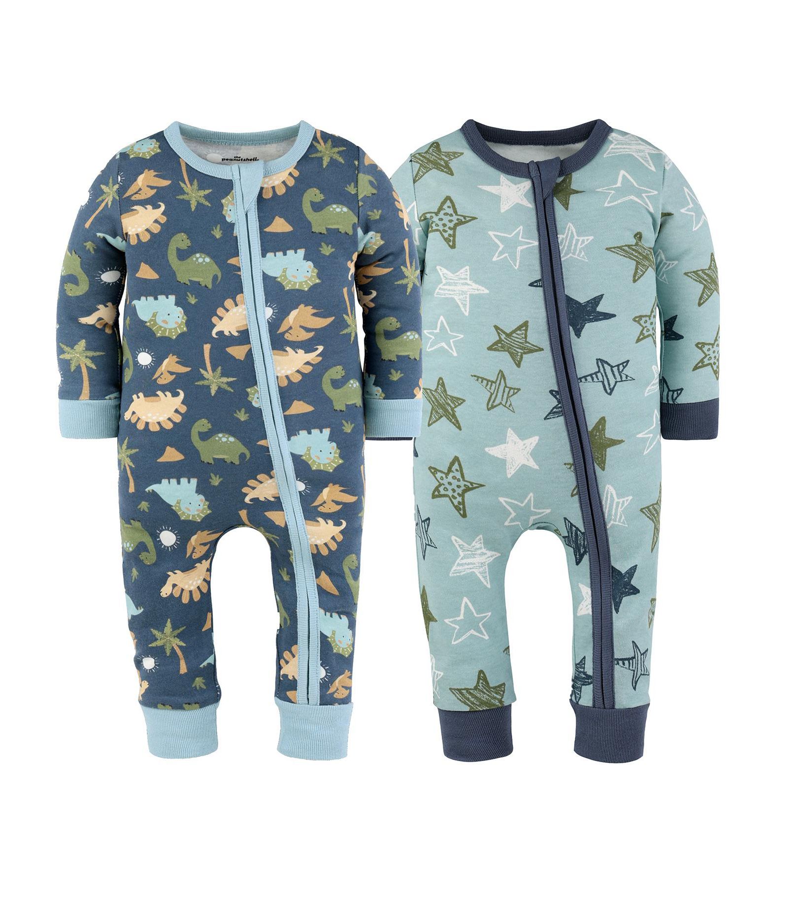 Пижама The Peanutshell Baby Boys Dino Star Cotton Footless, 2 Pack